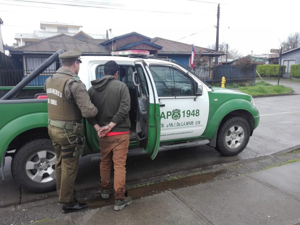 Detienen a joven con amplio prontuario tras entrar a robar comida a una casa en Mariquina
