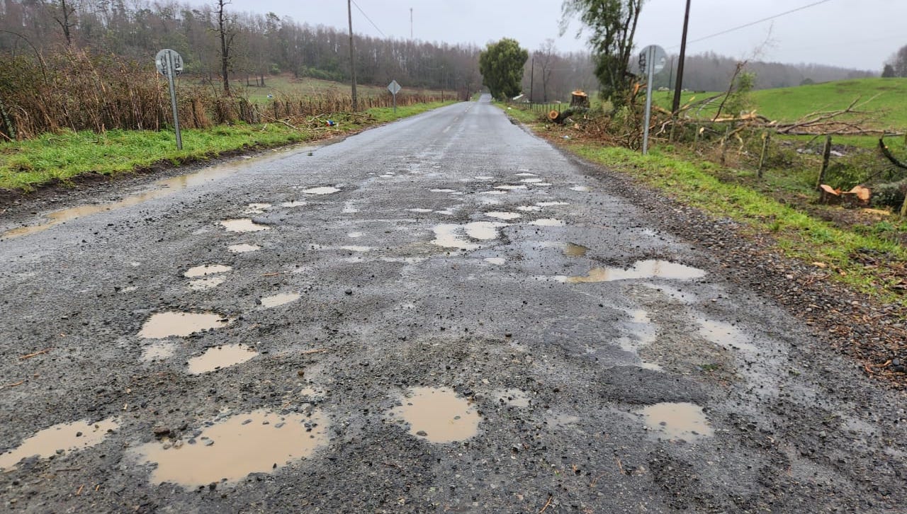 Alcalde de Futrono exige pronta reparación de baches en ruta a Coique para evitar accidentes