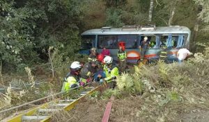 Más de una decena de lesionados dejó accidente de bus que se desbarrancó camino a Panguipulli