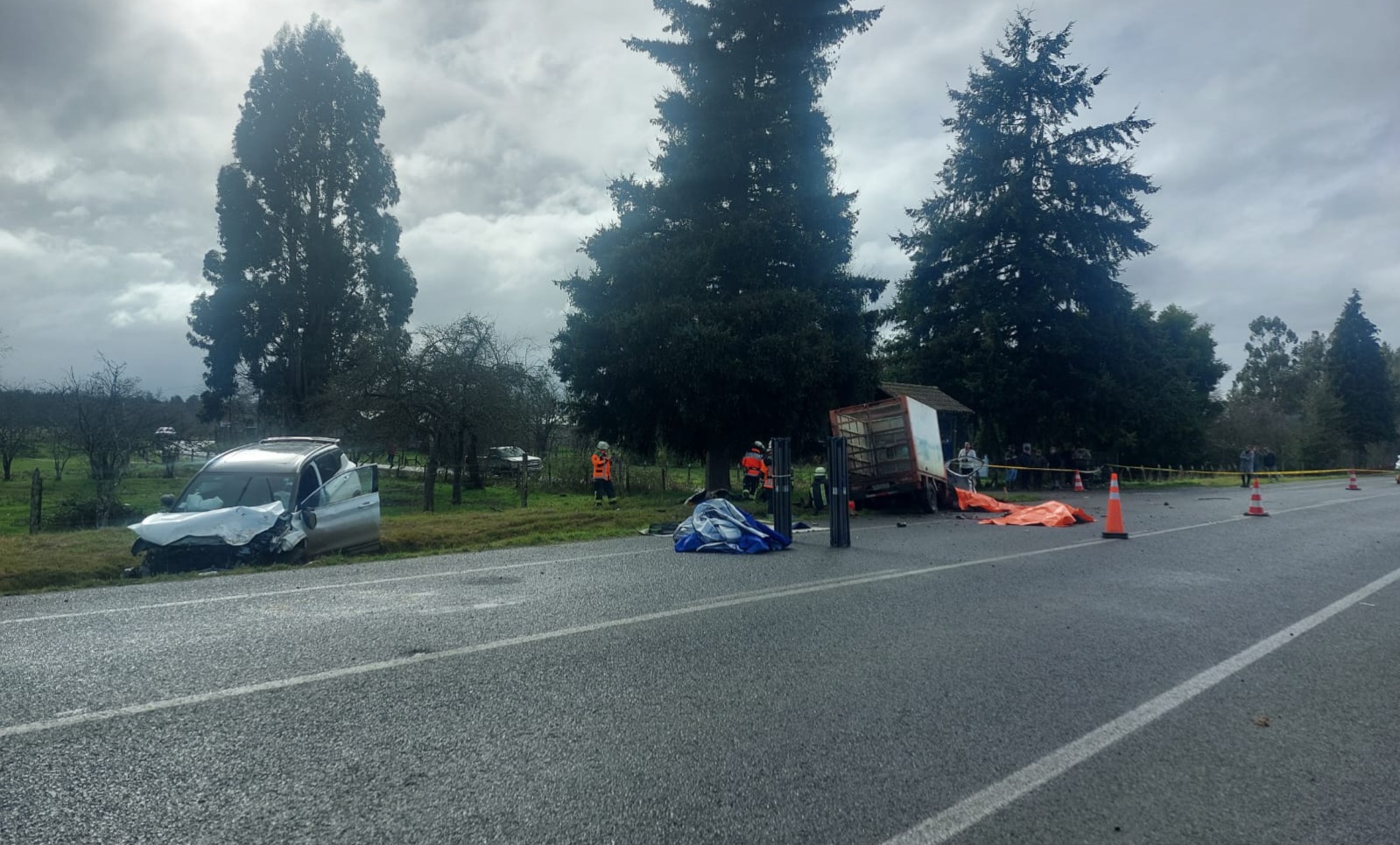 Dos víctimas fatales por colisión de automóviles en la ruta entre Río Bueno y Lago Ranco