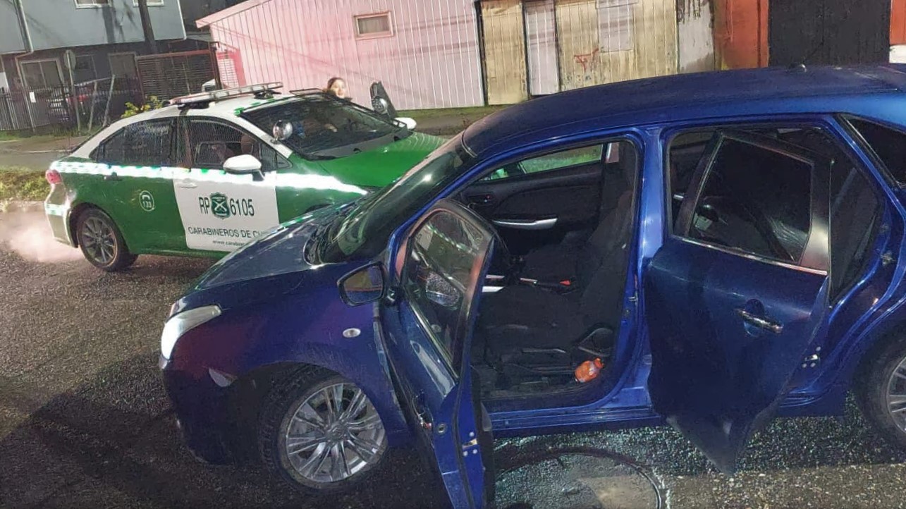 Grupo delictual robó auto a un conductor de aplicación y protagonizó persecución policial en Valdivia