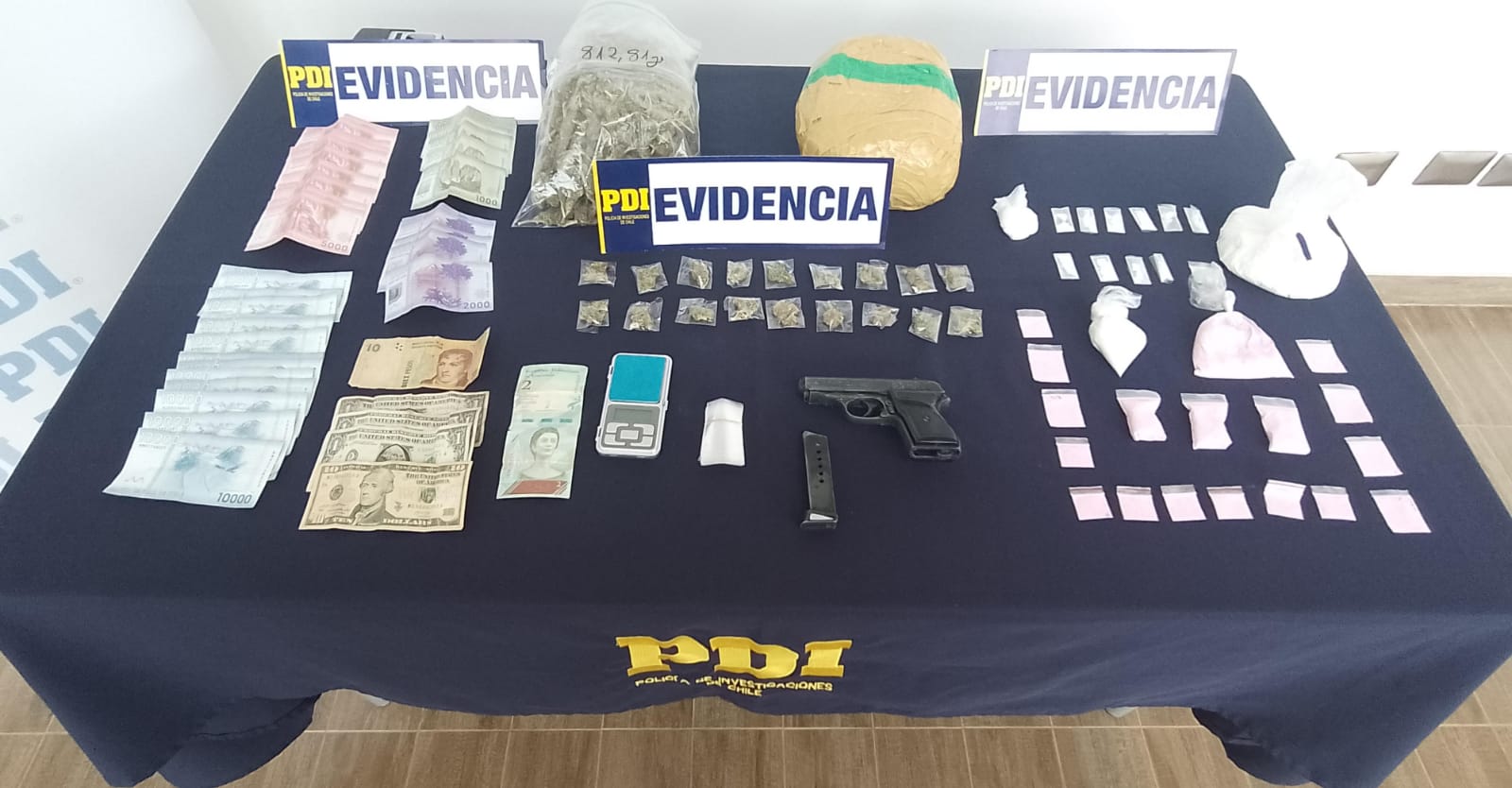 PDI detuvo a dos extranjeros con documentación falsificada, drogas y un arma en Valdivia