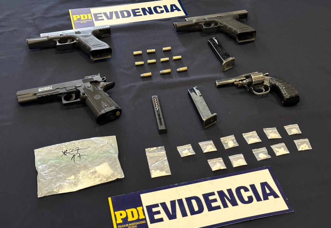 PDI detuvo a tres personas por abuso sexual e infracción a la Ley de Armas y Drogas en Máfil