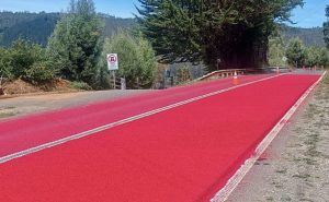 Realizan cambio de sello en la Ruta Valdivia-Niebla, para mejorar seguridad vial