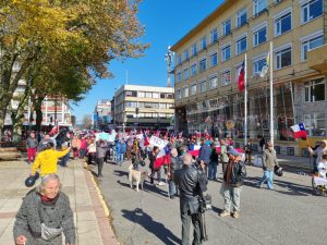 Feriantes encabezaron manifestación en el centro de Valdivia