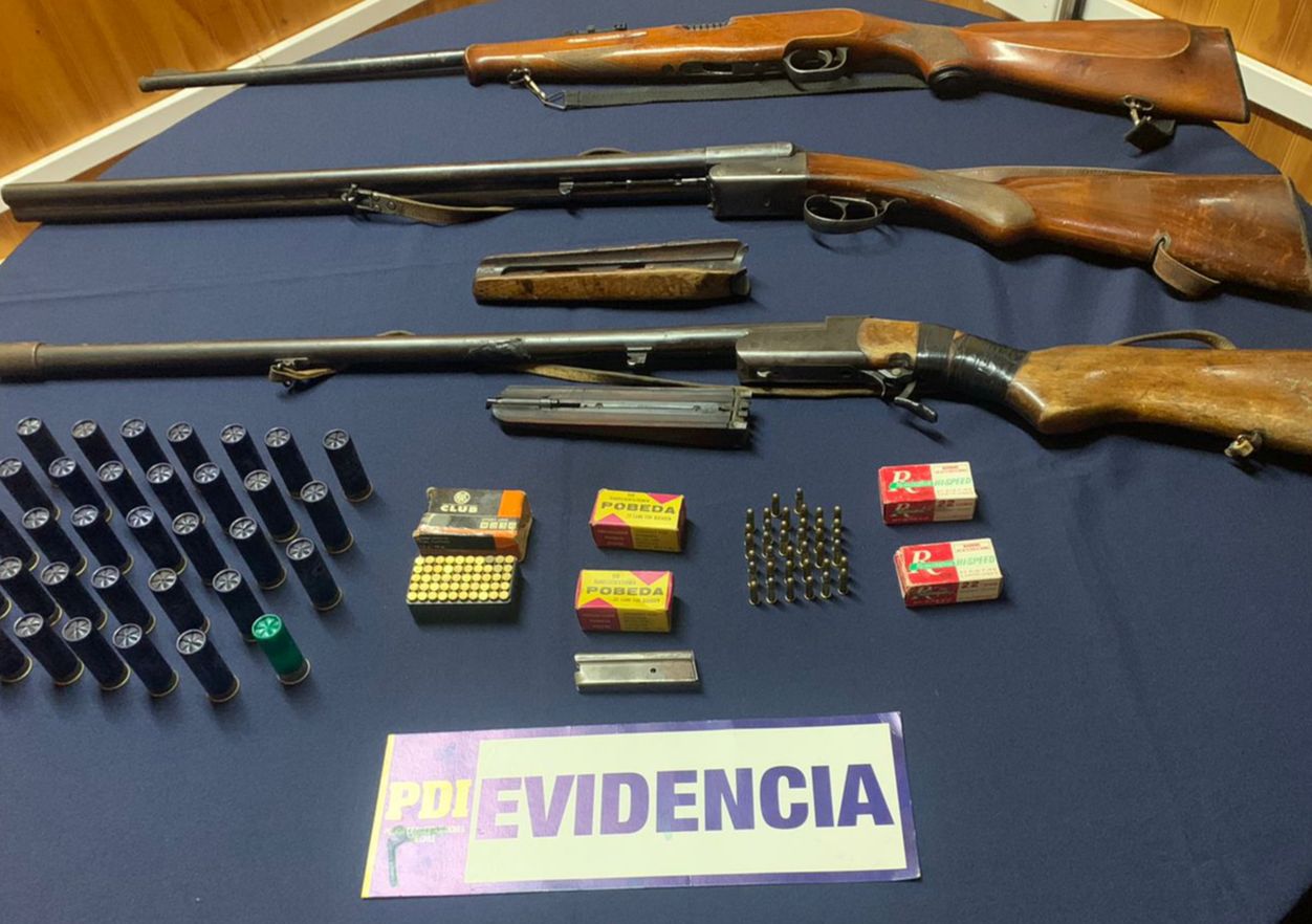 PDI incautó armas de fuego y detuvo a una persona en Futrono