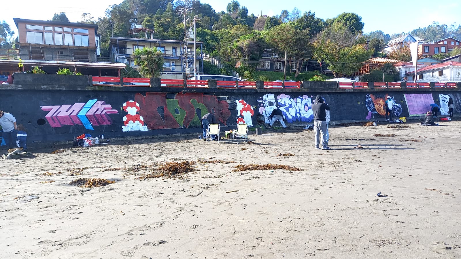 Municipio de Valdivia lamenta daño a mural comunitario en Los Molinos: Vecinos critican falta de consulta