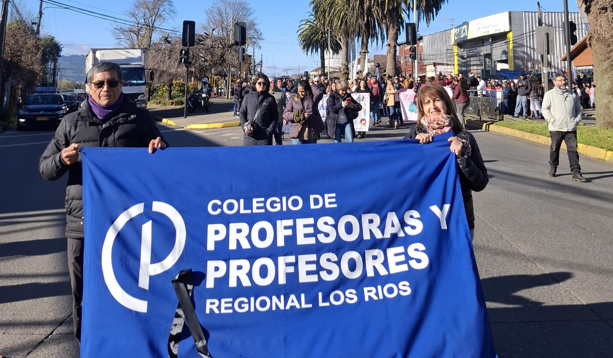 Profesores de Los Ríos marcharon en Valdivia por paro de 48 horas