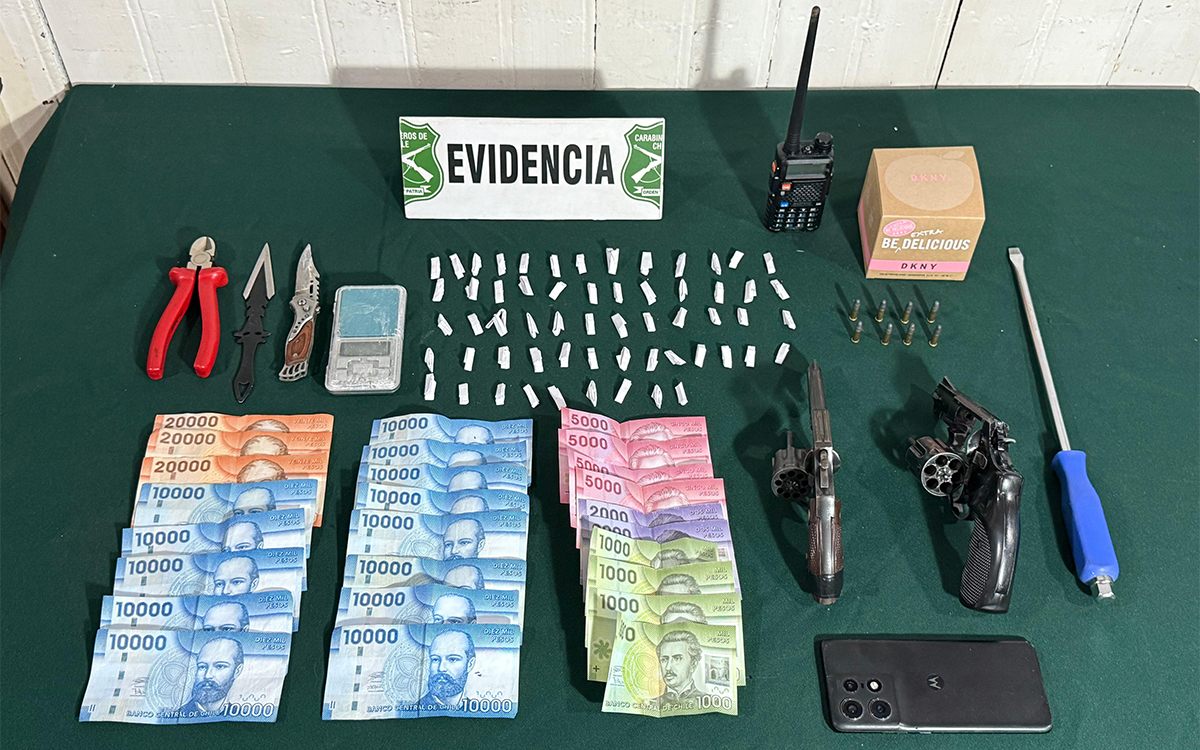 Tres detenidos en Río Bueno por robo, tráfico de drogas y tenencia ilegal de armas de fuego