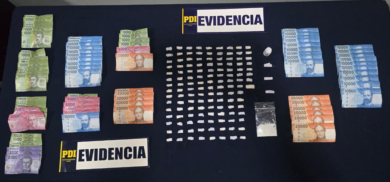 Más de mil dosis de cocaína base y tres detenidos tras operativo de la PDI en La Unión